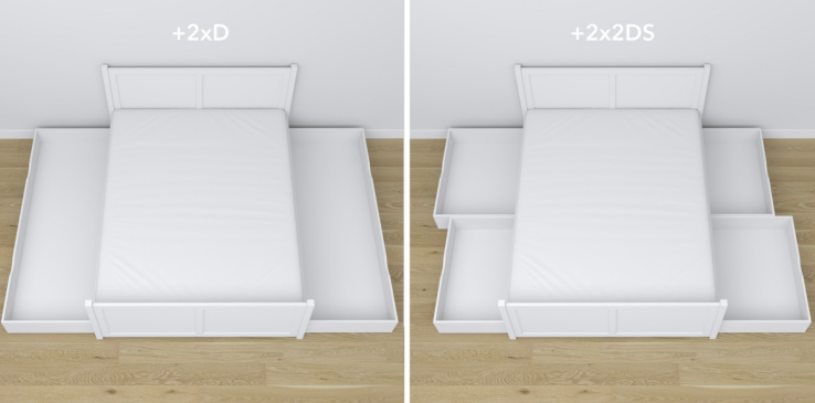Doppelbett DUBLET mit Schubladen - Vollholz